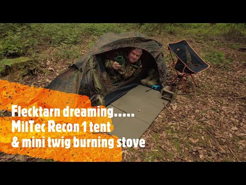 Flecktarn dreaming..............Mil Tec Recon 1 man tent & Mini twig burning stove.
