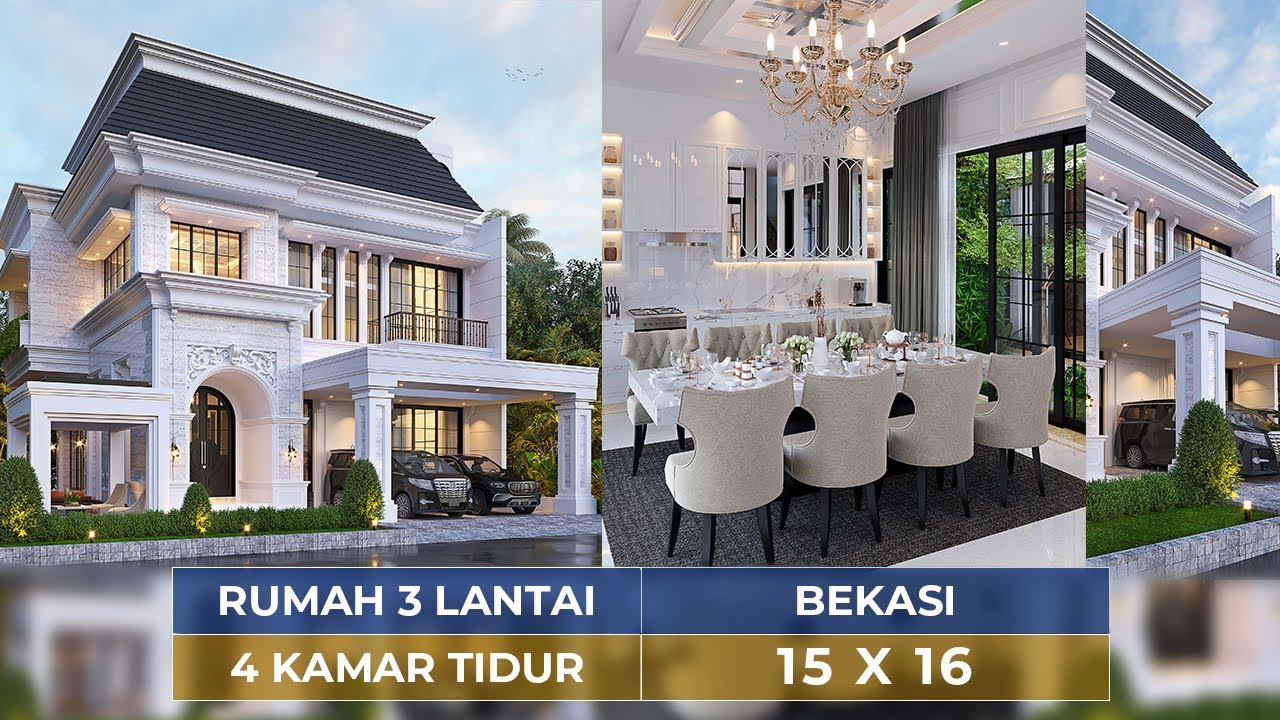 Video 3D Desain Rumah Klasik 3 Lantai Bapak SWT 1437 - Bekasi