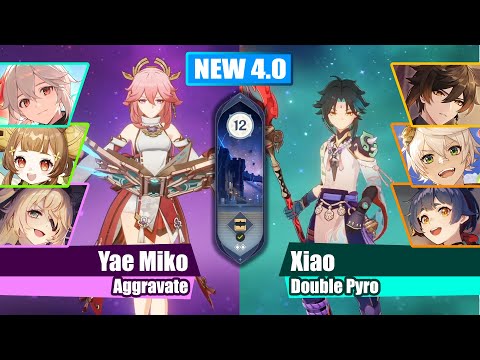 C0 Yae Miko Aggravate & C0 Xiao Double Pyro | NEW Spiral Abyss 4.0 Floor 12 Full Star Clear