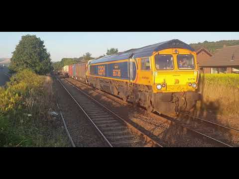 66736 3F01 Glen Douglas-Kineton passing Langho station in the evening sun  12/8/22