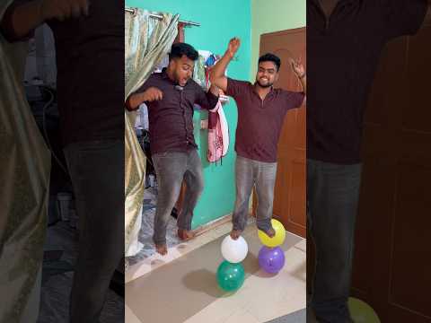 Dances in mid-air after popping all the balloons
