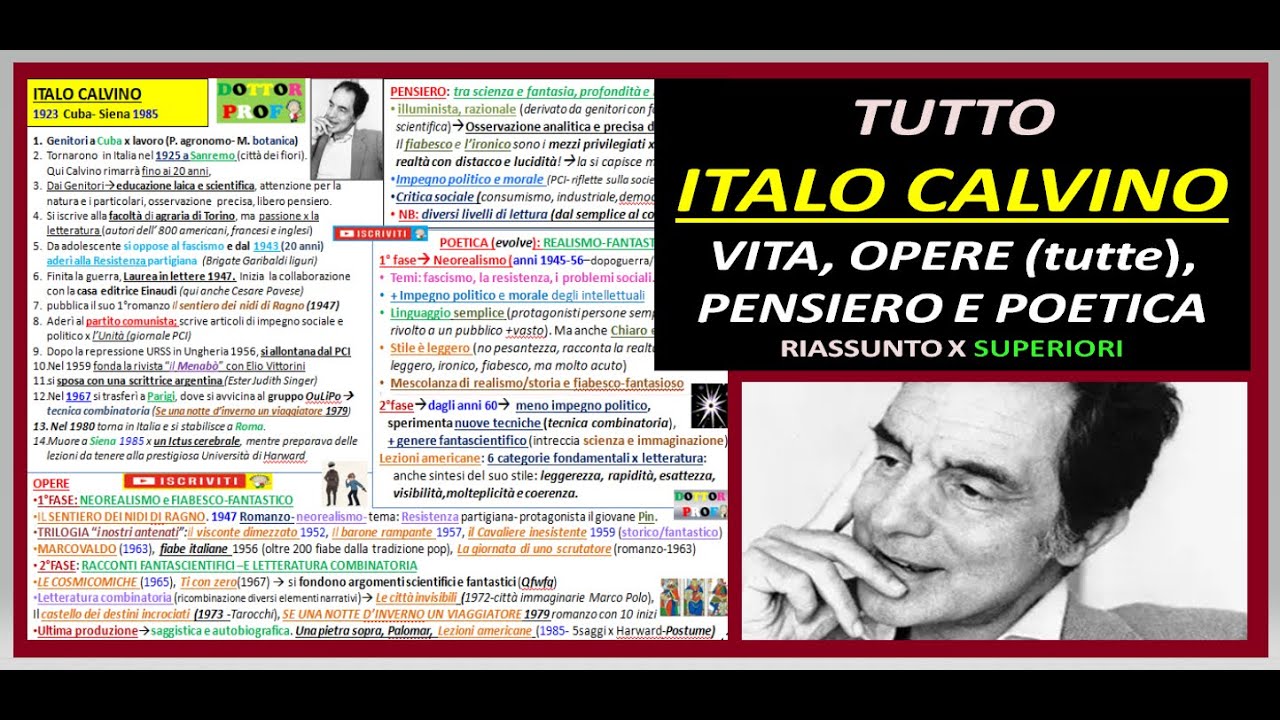 Tutto ITALO CALVINO vita, opere, pensiero e poetica riassunto X SUPERIORI