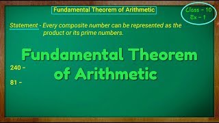 Fundamental Theorem of Arithmetic, Class - 10th