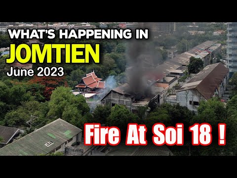 Fire in Jomtien. A Little Problem at Soi 18 Jomtien Pattaya Beach Road. 26/06/2023. Thailand.