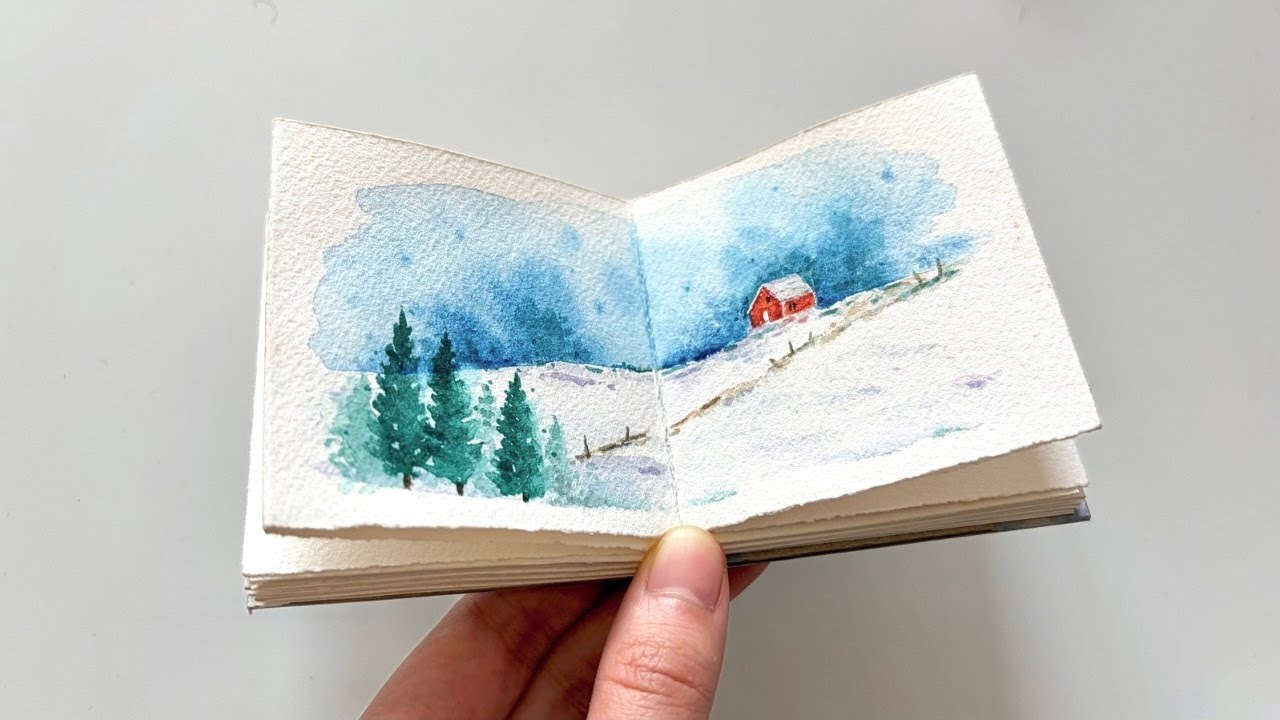 Tiny Watercolor Winter Landscape Anyone Can Paint | Beginner Art Tutorial ✧