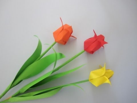 Tulpen aus Papier falten. Einfach und schön. Origami