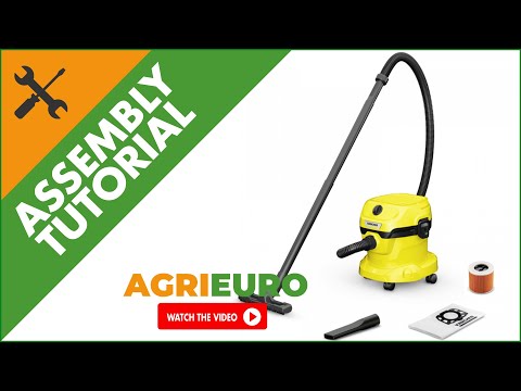 Kärcher WD 2 PLUS V-12/4/18/C Wet and Dry Vacuum Cleaner - 12 L Drum - Assembly tutorial