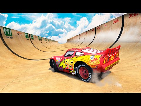 GTA 4 Lightning McQueen Mega Ramp Crash Testing #1
