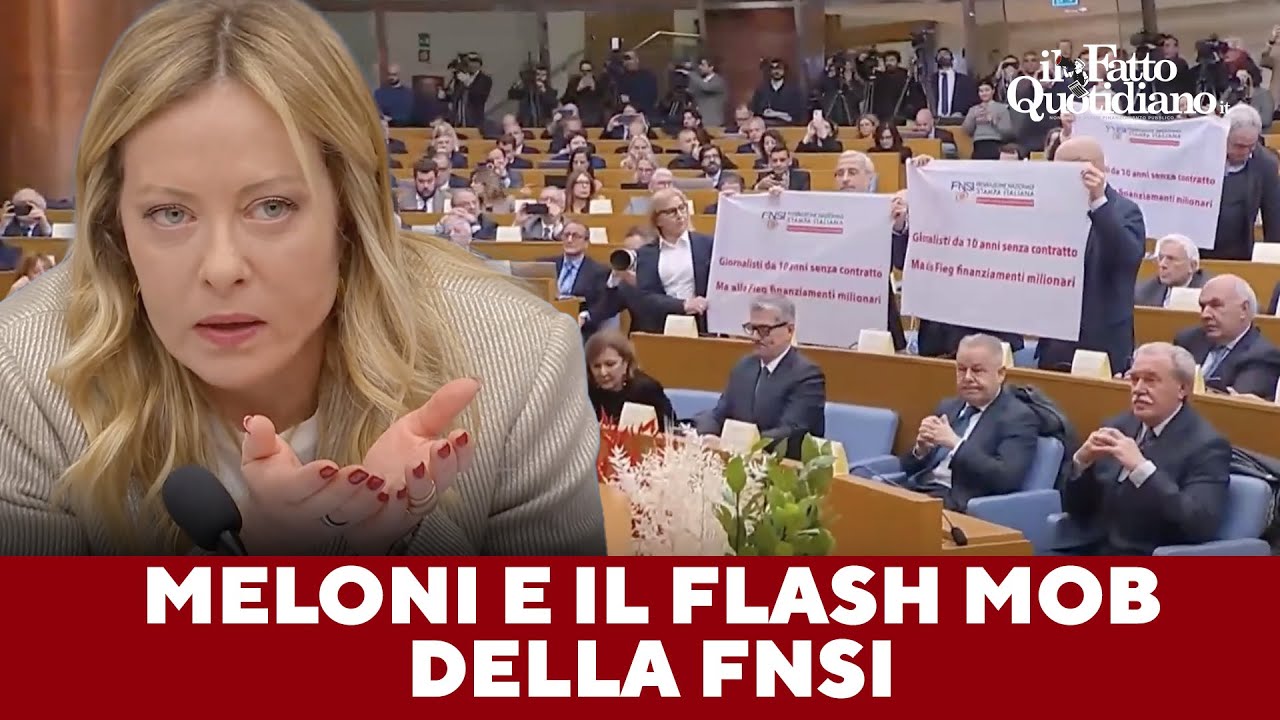 La protesta di Federazione Nazionale della Stampa alla conferenza di Meloni. Lei li rimbrotta