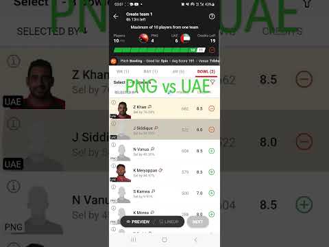 PNG vs UAE CWC League-2 One day trophy dream11 Team prediction #dream11 #ytshorts