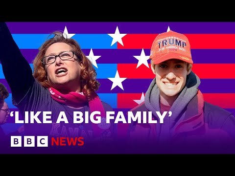 Video | US election: What it's like at a Donald Trump and Kamala Harris rally | BBC News