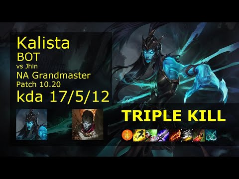Kalista ADC & Nautilus vs Jhin & Karma - NA Grandmaster 17/5/12 Patch 10.20 Gameplay