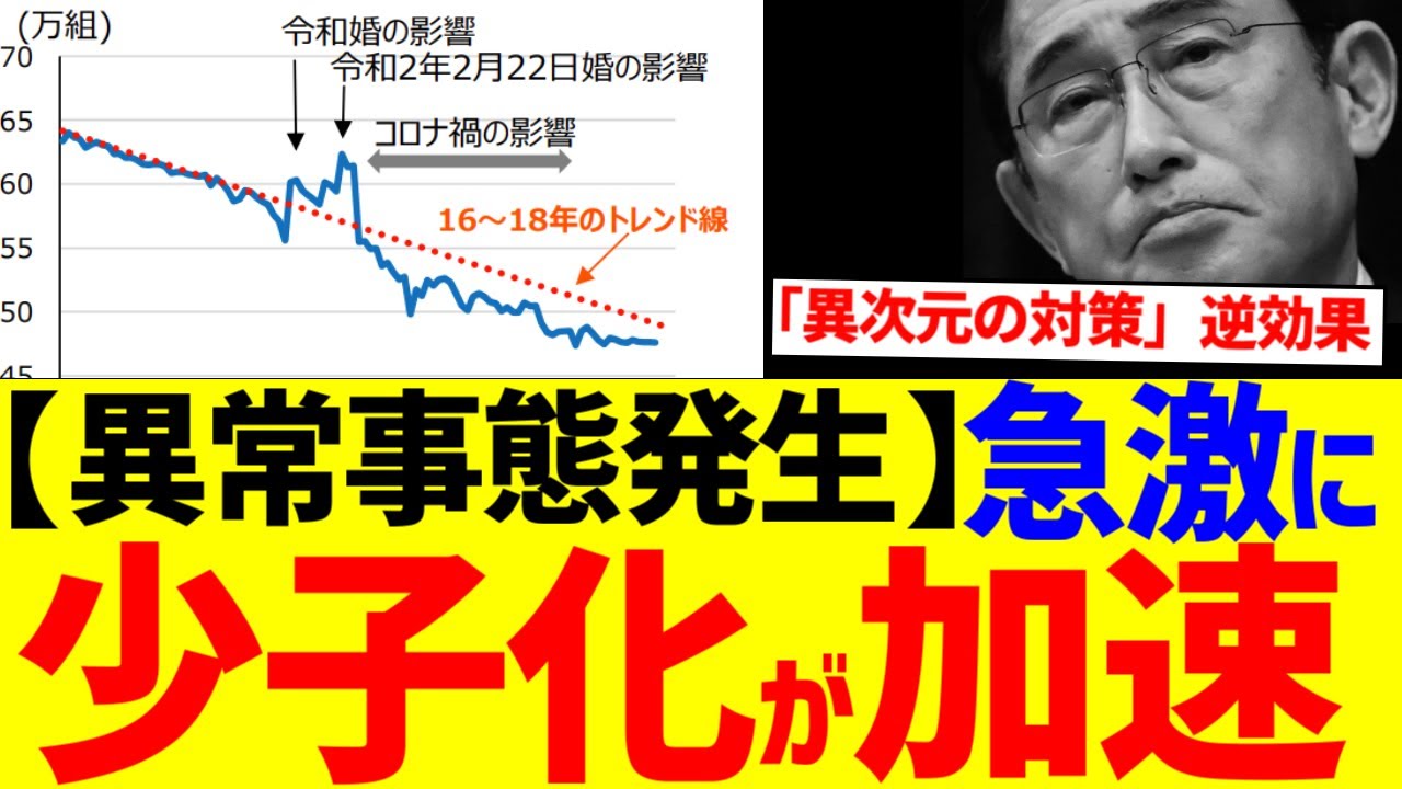 少子化が突然の急加速！何が起きている？原因は○○だった....。　異次元の少子化対策は失敗だったのか？　少子化　急加速