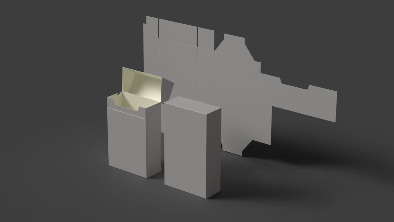 A cardboard cigarette pack The packaging is open closed and disassembled 3D Model