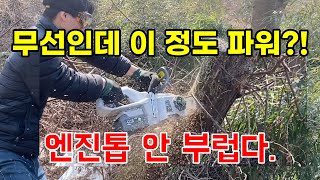 42v 무선 전기톱은 힘이 다르네요. 손 맛이 다릅니다.