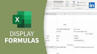 Excel Tutorial - Displaying FORMULAS