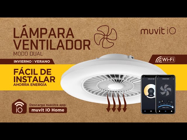 Muvit iO Surface Plafonnier WIFI Blanc CCT avec Ventilateur et Compatible avec Assistants Vocaux 600x170mm video