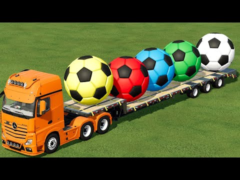 TRANSPORT OF COLORS ! GIANT SOCCER BALL TRANSPORTING WITH MERCEDES TRUCK ! Farming Simulator 22