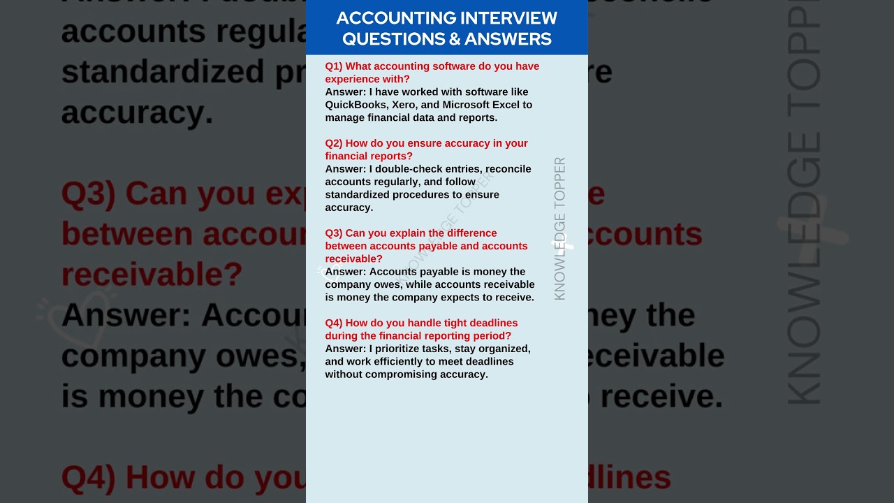 Accounting Interview Questions and Answers