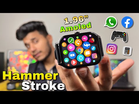 Hammer Stroke Smartwatch✅|| With 1.96” Large LCD Display, inbuilt Games, Bluetooth Calling,