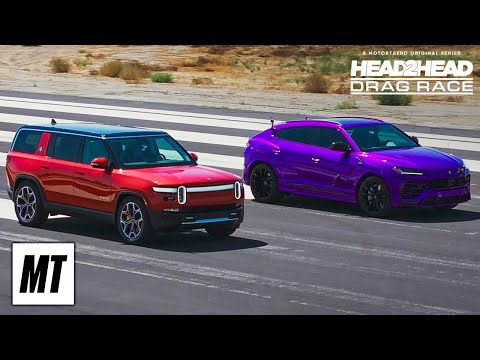 Thumbnail for Rivian R1S vs Lamborghini Urus! | Head 2 Head Drag Race | MotorTrend by Lamborghini, SUV, Car, Lamborghini Urus, Rivian