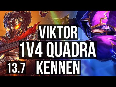 VIKTOR vs KENNEN (TOP) | 1v4 Quadra, 7 solo kills, Dominating | KR Master | 13.7