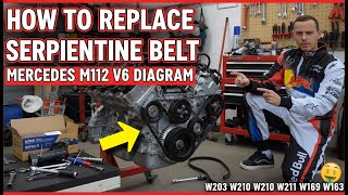 How to Replace Serpentine Belt Diagram Mercedes M112 V6 Engine W203 W210 W208 W211 W209 W163