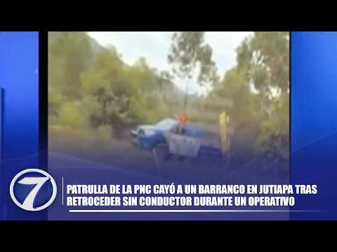 Patrulla de la PNC cayó a un barranco en Jutiapa tras retroceder sin conductor durante un operativo