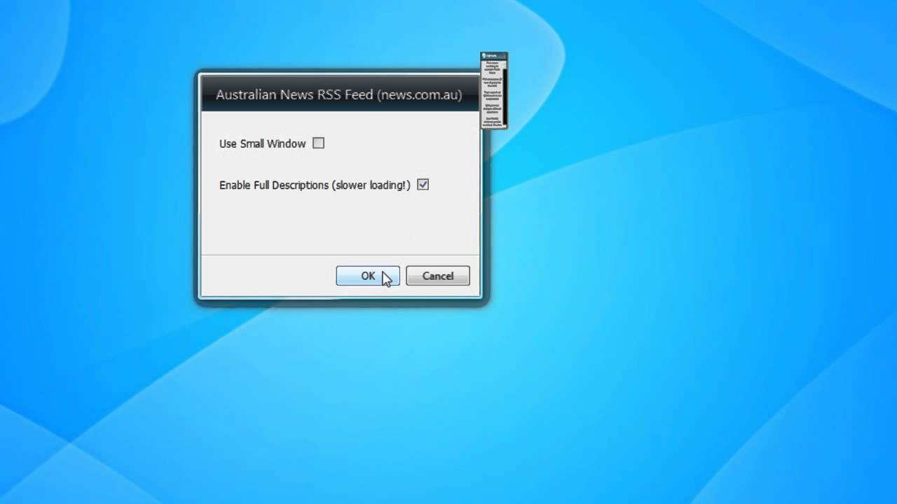 Australian News RSS Feed Gadget for Windows 7