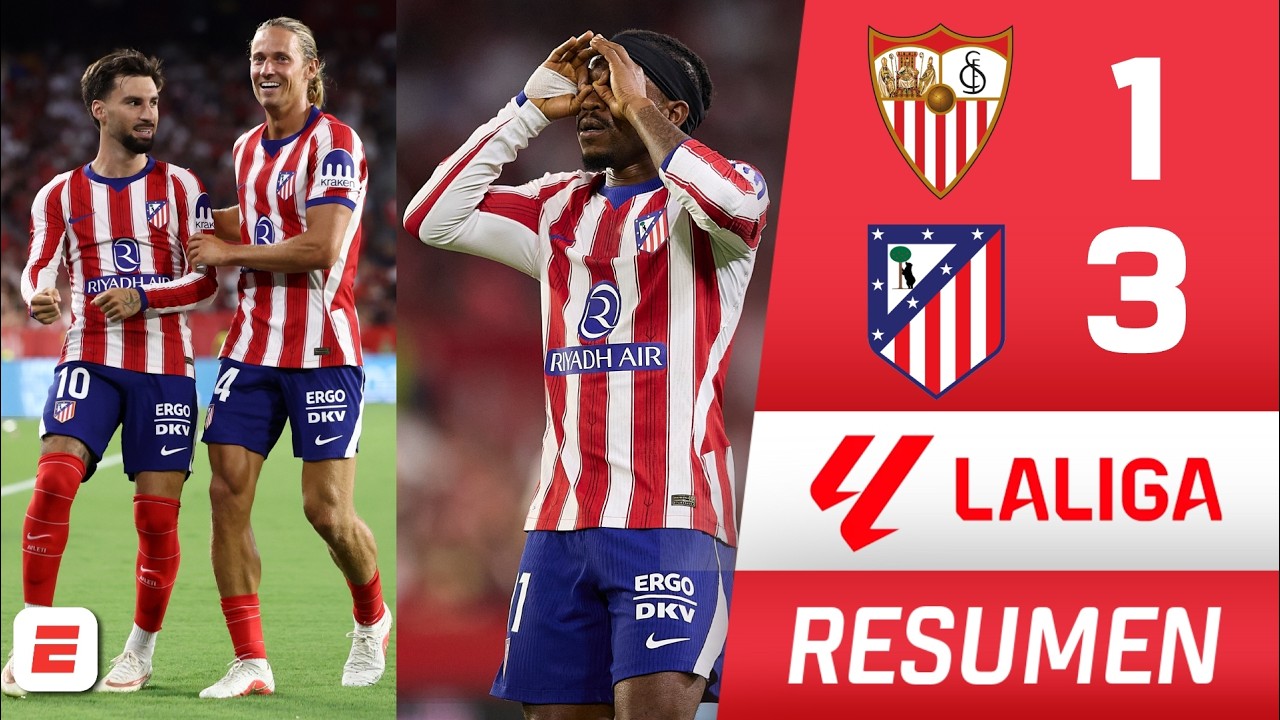 ATLÉTICO de MADRID golea al SEVILLA con doblete de ALEX BAENA. JULIÁN ÁLVAREZ no jugó | La Liga