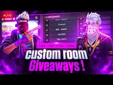 FREE FIRE LIVE CUSTOM ROOM GIVEAWAY | FF LIVE TEAM CODE GIVEAWAY | FF LIVE CUSTOM ROOM GIVEAWAY FF