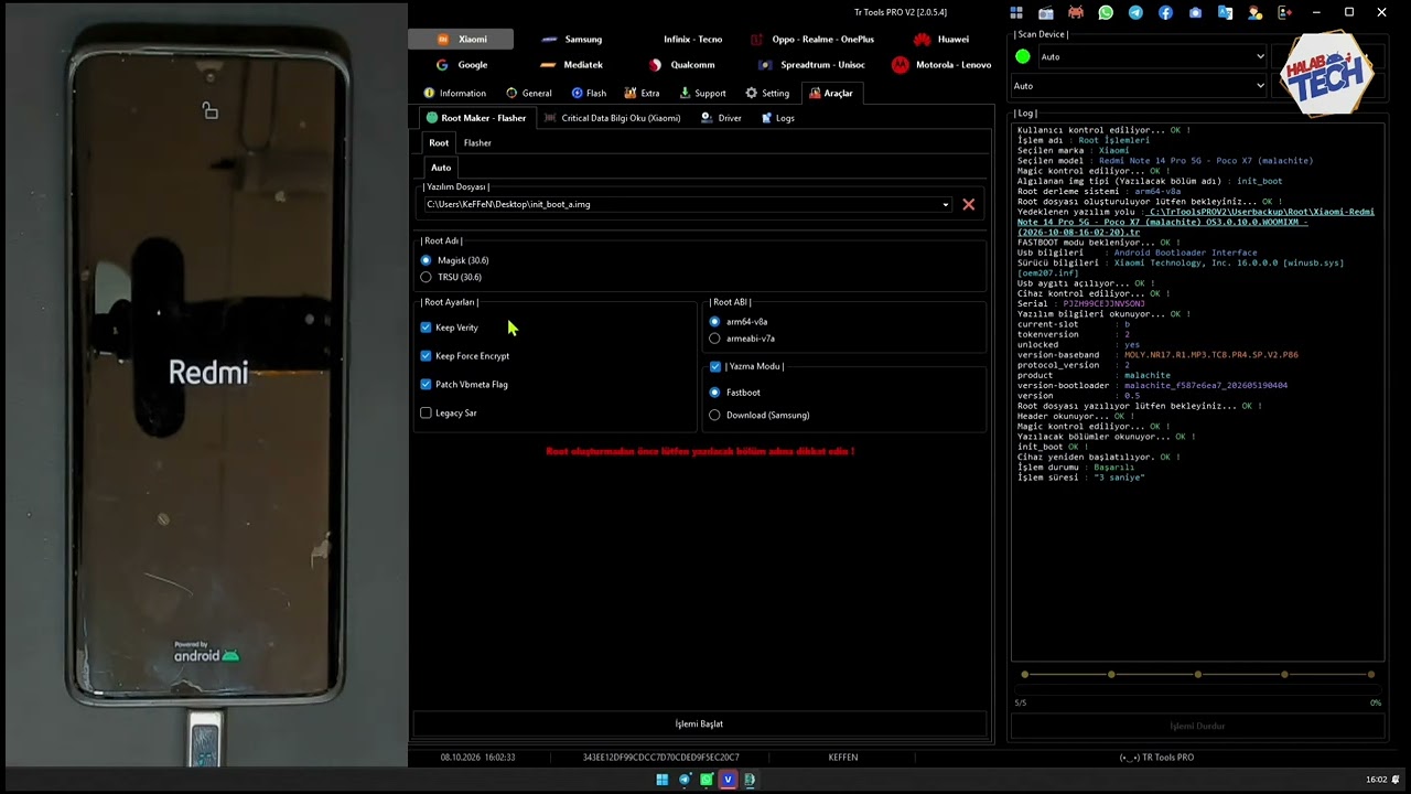 Redmi Note 14 Pro Cihazının TR Tool Pro ile IMEI Onarım Yöntemi