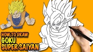 How to draw Goku Super Saiyan Dragon Ball Z - Easy step-by-step drawing lessons for kids