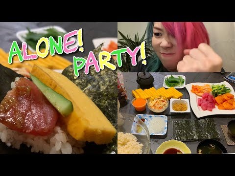 Hand-rolled sushi party alone