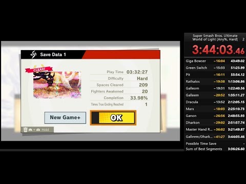 Super Smash Bros. Ultimate - World of Light (Any%, Hard) 3:44:03 (Former WR)