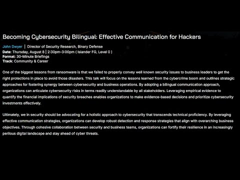 Becoming Cybersecurity Bilingual: Effective Communication for Hackers