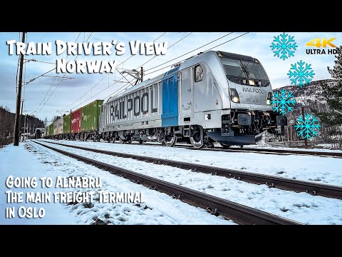 4K CABVIEW: Going to the freight terminal in Oslo
