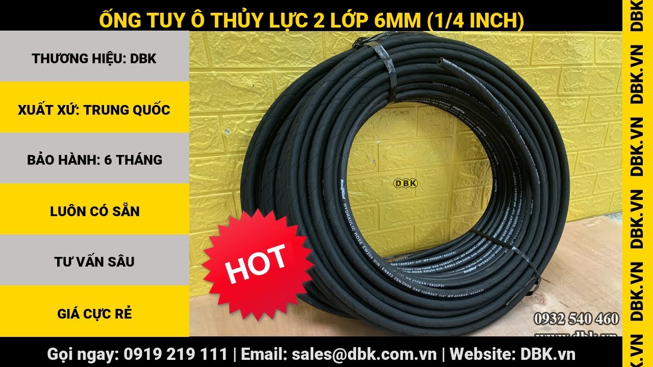 Video Ống tuy ô thủy lực 2 lớp 6mm (1/4 inch) - Ống tuy ô thủy lực 2 lớp 6mm (1/4 inch)