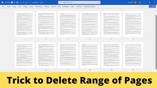 Shortcut to delete multiple page (range of pages) in Ms Word (2007 and Above)