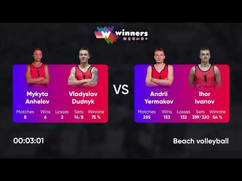 01:40 M. Anhelov / V. Dudnyk - A. Yermakov / I. Ivanov 30.09.2022 | Winners Beach Volleyball