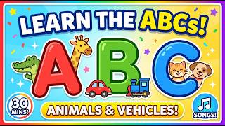 Download lagu 30-Minute Kids' Learning Video 🎓 ABC compilation - ABC with animals and vehicles for Kids mp3