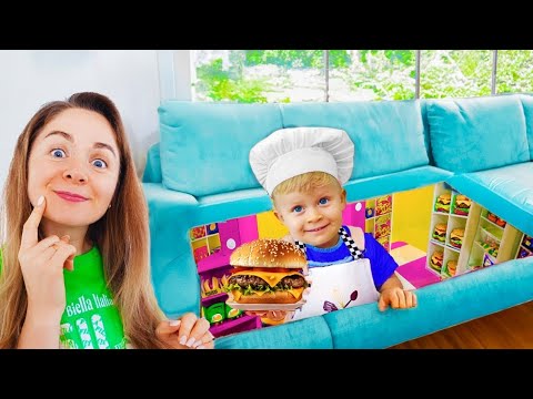 Kids Built a Secret Cafe in their Room - Funny stories for kids | Diana roma