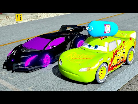 Lightning McQueen NOS Edition vs Lamborghini Veneno GTR - Drag Race 10 KM