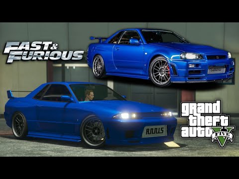 GTA 5: Brian's 'Fast and Furious' Nissan Skyline R34 GT-R - Annis Elegy Retro Custom REPLICA BUILD!