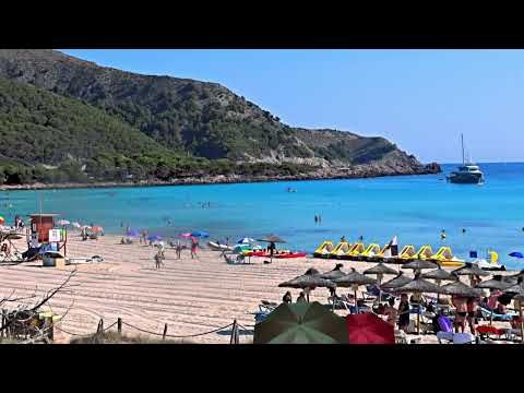 Beach Ambience on Tropical Island Palma de Mallorca 🌴 Relaxing Ocean Sounds & People Having Fun .