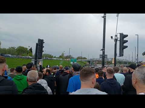 Coventry supporters run away from ZULUS after the game with Birmingham City!!