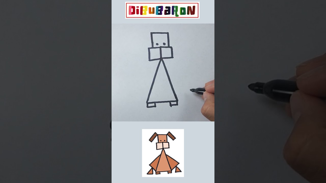 Dibuja un perro usando figuras geométricas 🐶🐶🐶 Dibujos Sencillos - Dibubaron Speed Drawing