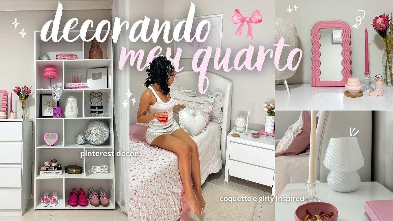 Decorando meu quarto do zero | girly, coquette, inspirado no pinterest 🎀☁️🩰