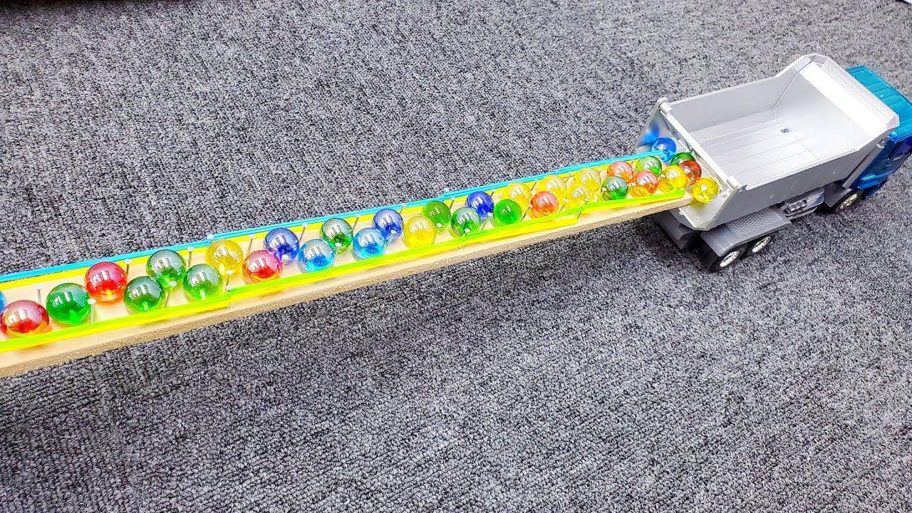 Marble Run and Dump Truck Run Race ASMR Long wave course