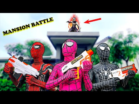 TEAM SPIDER-MAN vs ALIEN SUPERHERO | MANSION BATTLE ( Parkour , Swimming , Fighting Bad Guy )